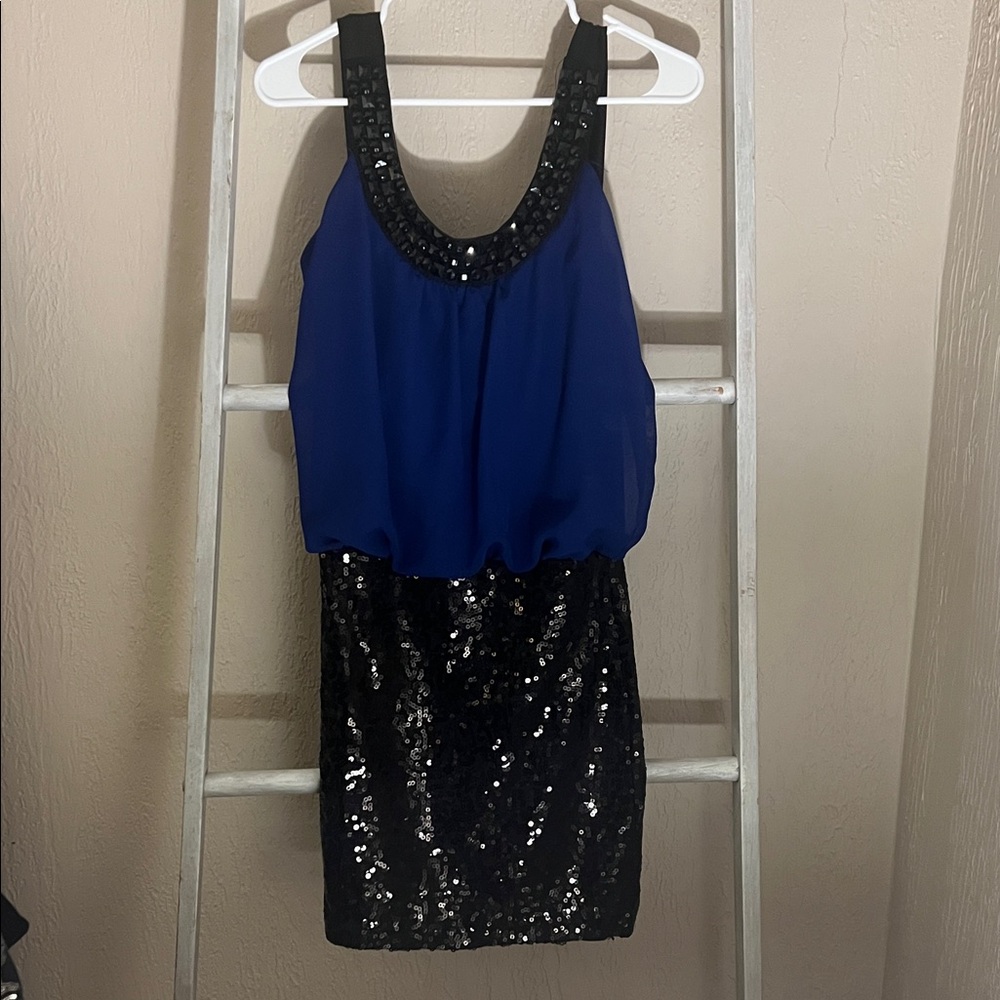 Studio Y Blue and Black Sequin Dress